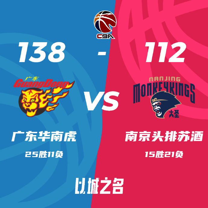 CBA录像回顾战况:广东138-112同曦  徐杰35+6+6 曾繁日22+9+5