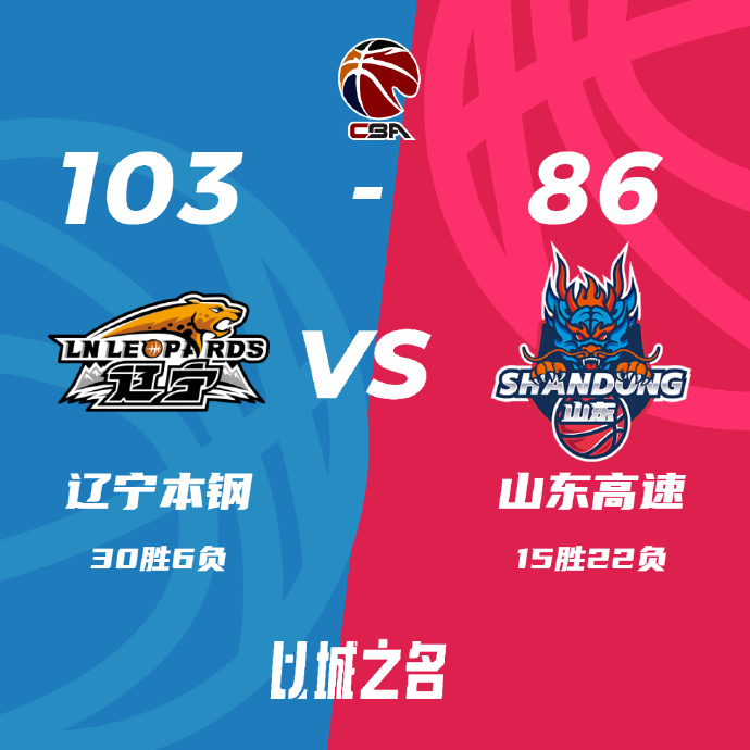 CBA录像回顾战况:辽宁103-86山东 赵继伟11+10张镇麟休战