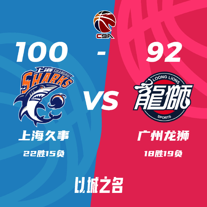 CBA录像回顾战况:上海100-92广州获3连胜 王哲林25+8培根29分