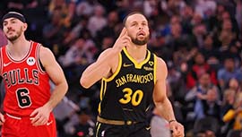 NBA录像回顾战况:公牛125-122勇士夺3连胜 库里伤退15分库明加25分