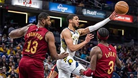 NBA录像回顾战况:勒维尔准三双骑士108-103胜步行者 阿伦23+9哈里伯顿14+12