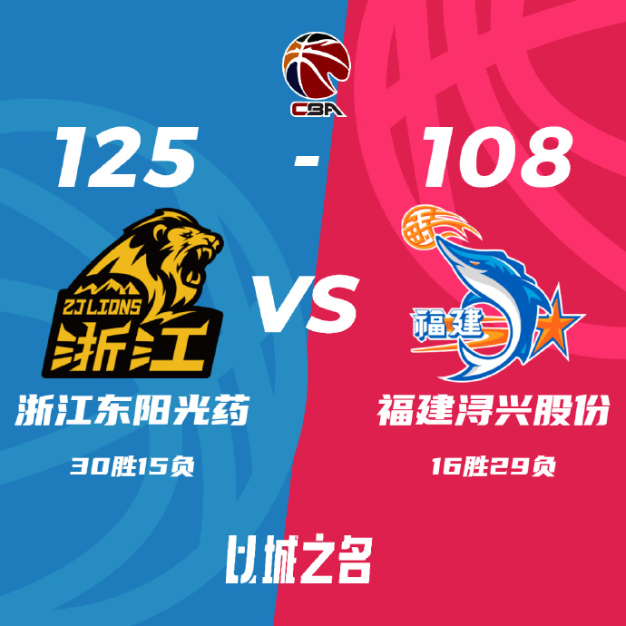 CBA录像回顾战况:广厦125-108击退福建 胡金秋32+12孙铭徽14+10