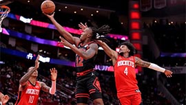 NBA录像回顾战况:火箭127-117击溃公牛 杰伦-格林26分多森姆空砍35分