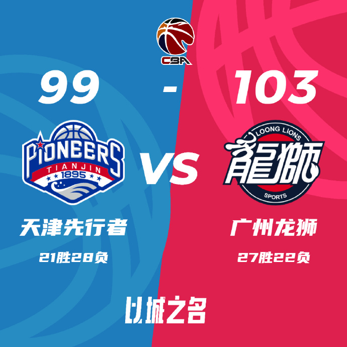 CBA录像回顾战况:广州103-99击败天津 崔永熙23分陈盈骏13+10