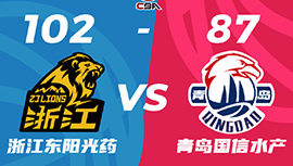 CBA录像回顾战况:广厦102-87力克青岛 胡金秋21+16杨瀚森14分