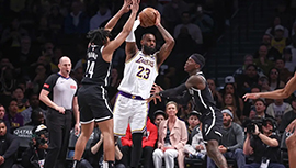 NBA录像回顾战况:湖人116-104胜篮网 詹姆斯9记三分砍40分托马斯30+6 浓眉两双