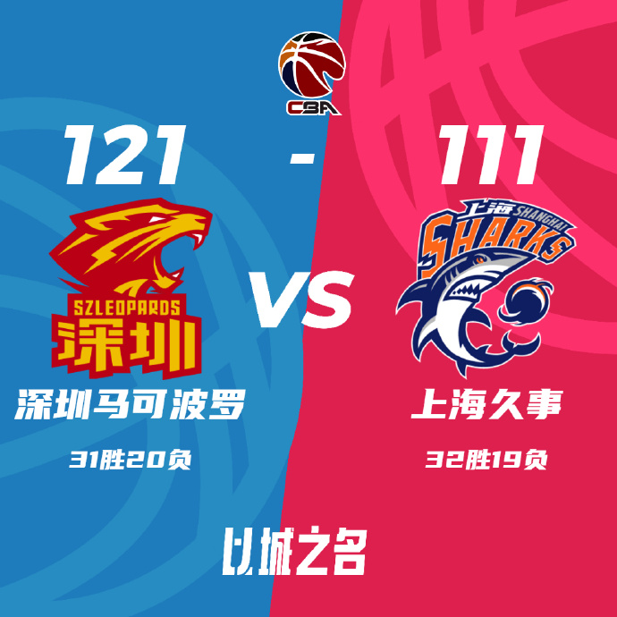 CBA录像回顾战况:深圳121-111擒上海取得3连胜 萨林杰三双贺希宁24分