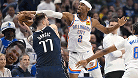 NBA战报:雷霆100-96力克独行侠总分2-2  东契奇丢关键罚球SGA34+8